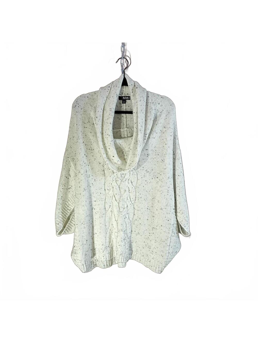 A New Approach White Speckled Cowl Neck Cable Knit Sweater Plus Size 2X